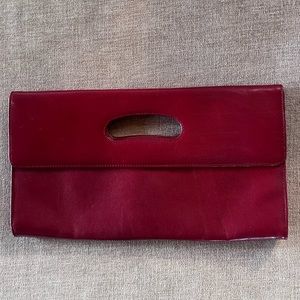 Leather Hobo Red Clutch Purse